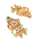 Isvaraah 2.0 Gold Plated Green Womens Pair of Chandbali Earrings