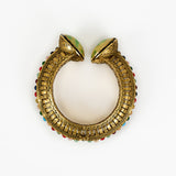 Florence Gold Plated Green Kundan, Polki Womens Kadas (Freesize)