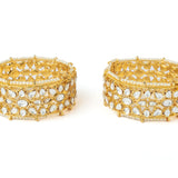 Gold Plated Womens Kundan, Polki Pair of Bangles