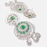 Zia Silver Plated Green Womens Pair of Chandbali Earrings