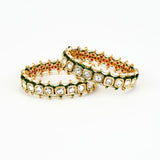 Saadgi Gold Plated White Kundan, Polki Womens Pair of Bangle