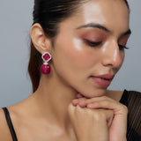 Zia Silver Plated Pink Womens Zircon Pair of Dangler Earrings (Freesize)