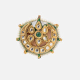 Saadgi Gold Plated Green Womens Pair of Stud Earrings