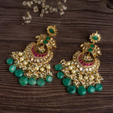 Gold Plated Green Womens Pair of Dangler Earrings
