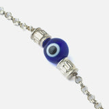Silver Plated Blue Colored Beads Womens Bracelet