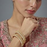 Gold Plated Womens Kundan, Polki Pair of Bangles