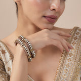 Florence Gold Plated Pink Womens Kundan, Polki Pair of Bangles