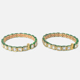 Gold Plated Synthetic Stone Womens Pair of Bangles
