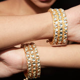 Aatman Gold Plated Womens Kundan, Polki Pair of Bangles