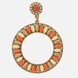 Florence Gold Plated Orange Womens Pair of Hoop Earrings