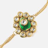 Gold Plated Green Colored Kundan, Polki Womens Bracelet