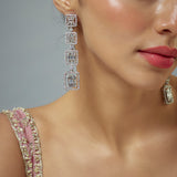 Zia Silver Plated Zircon Womens Pair of Danglers Earrings (Freesize)