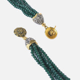 Gold Plated Green Womens Beaded Tassel Pair of Earrings