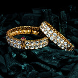 Saadgi Gold Plated Womens Kundan, Polki Pair of Bangles