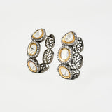 Florence Silver Plated Gold Zircon Womens Pair of Hoop Earrings (Freesize)