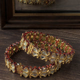 Gold Plated Synthetic Stone Womens Pair of Bangles