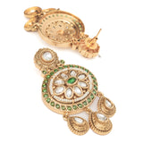 Isvaraah 2.0 Gold Plated Green Womens Pair of Chandbali Earrings