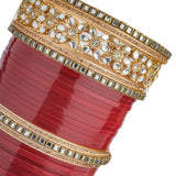 Gold Plated Red Womens Pair of Chuda Set