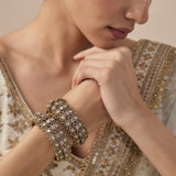 Florence Gold Plated Pink Womens Kundan, Polki Pair of Bangles