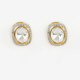 Florence Gold Plated Kundan, Polki Womens Pair of Studs Earrings (Freesize)