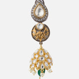 Saadgi Gold Plated Green Womens Pair of Drop Earrings