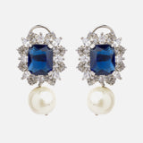 Florence Silver Plated Blue Womens Pair of Stud Earrings