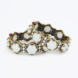 Burgundy Gold Plated White Womens Kundan, Polki Pair of Bangles