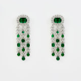 Zia Silver Plated Green Zircon Womens Pair of Danglers Earrings (Freesize)