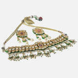 Gold Plated Red Womens Short Necklace Set with Pair of Earrings