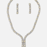 Silver Plated Yellow Womens Short Necklace Set with Pair of Earrings