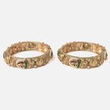 Gold Plated Multi Colored Temple Womens Pair of Bangles