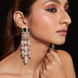 Zia Silver Plated Green Womens Emerald Synthetic Zircon Pair of Earrings
