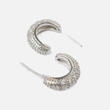 Silver Plated Womens Pair of Half Hoop Earrings