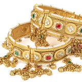 Gold Plated Multicolored Womens Polki Pair of Bangles
