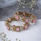 Florence Gold Plated Pink Womens Zircon Pair of Bangles