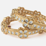 Gold Plated Synthetic Stone Womens Pair of Bangles
