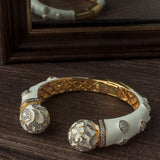 Gold Plated White Colored Synthetic Stone Womens Kada