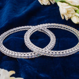 Zia Silver Plated White Womens Zircon Pair of Bangles