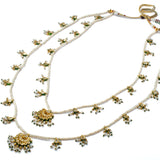 Antara Gold Plated White Womens Kundan, Polki Long Necklace set (Freesize)