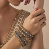 Florence Gold Plated Purple Womens Kundan, Polki Pair of Bangles