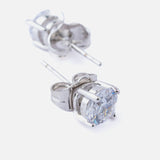 Silver Plated Womens Diamond Stud Pair of Earrings