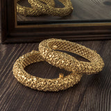 Gold Plated Temple Womens Pair of Bangles