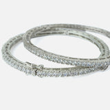 Silver Plated Zircon Womens Pair of Bangles