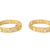 Gold Plated Womens Kundan, Polki Pair of Bangles