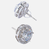 Silver Plated Womens Zircon Stud Pair of Earrings