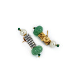 Florence Green Womens Kundan, Polki Short Necklace Set with Pair of Earrings (Freesize)