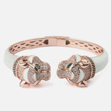 Rose Gold Plated White Colored Zircon Womens Kada