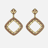 Florence Gold Plated Brown Womens Pair of Dangle Earrings