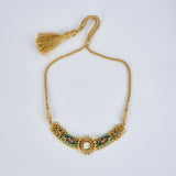 Morpankh Gold Plated Multicolored Womens Kundan, Polki Choker Necklace Set with Pair of Earrings (Freesize)