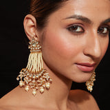 Inaayat Gold Plated White Womens Kundan, Polki Pair of Earrings